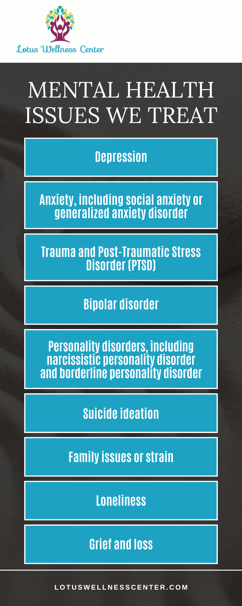 Mental Health Issues We Treat Infographic